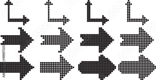 Pixelated Arrow. Dots Arrow icon. Black vector arrow icons. Cursor. Arrows sign. Modern Simple Arrows (31)