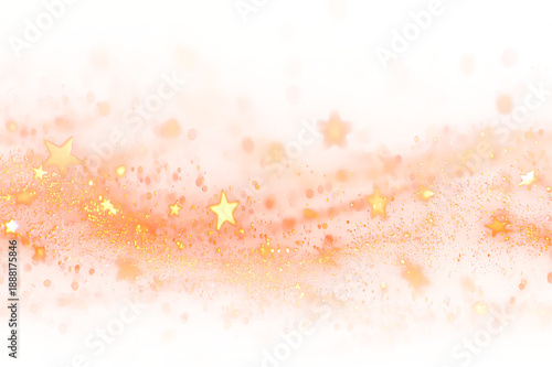 Canvas Print Golden Star Particles with Bokeh Glittering Effect Dust PNG Isolated on Transpar
