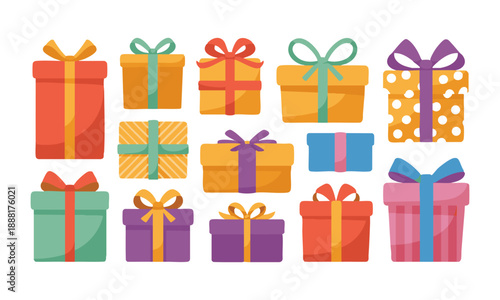 colorful gift box flat vector illustration collection
, easily editable. 