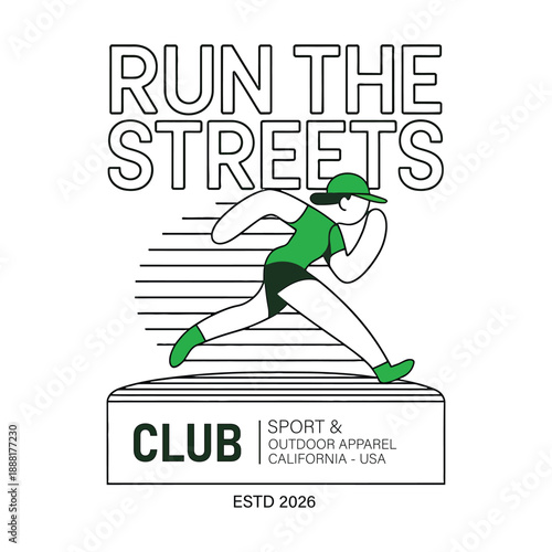 Run The Streets Club Athletic Apparel Design for Outdoor Runners