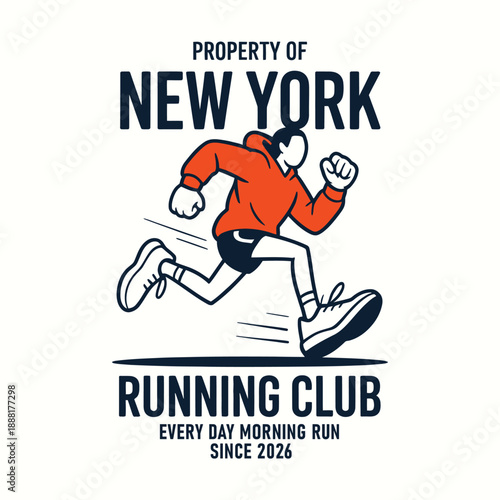 New York Running Club Athletics Design with Male Jogger Silhouette