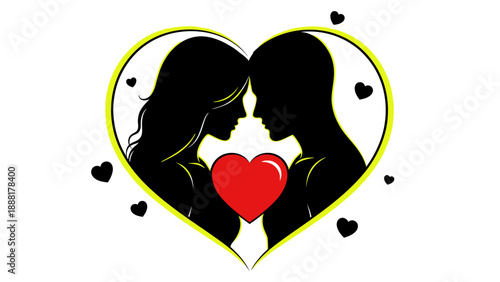Couple embracing with heart symbolizing love and affection