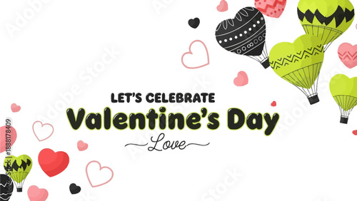 Valentine's Day love celebration with heart balloons