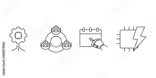 Agentic AI and Autonomous Workflow Automation Icons for Robotic Process Automation Machine Learning Multi Agent Collaboration Intelligent Systems and Future Technology Infrastructure