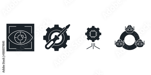 Agentic AI and Autonomous Workflow Automation Icons for Robotic Process Automation Machine Learning Multi Agent Collaboration Intelligent Systems and Future Technology Infrastructure