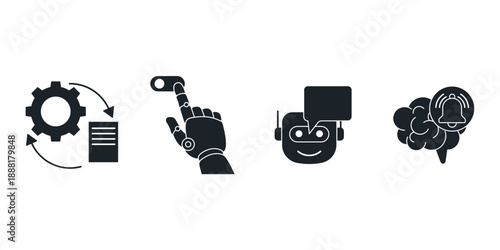 Agentic AI and Autonomous Workflow Automation Icons for Robotic Process Automation Machine Learning Multi Agent Collaboration Intelligent Systems and Future Technology Infrastructure