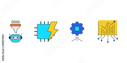 Agentic AI and Autonomous Workflow Automation Icons for Robotic Process Automation Machine Learning Multi Agent Collaboration Intelligent Systems and Future Technology Infrastructure