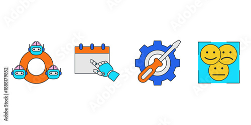 Agentic AI and Autonomous Workflow Automation Icons for Robotic Process Automation Machine Learning Multi Agent Collaboration Intelligent Systems and Future Technology Infrastructure