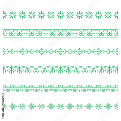 Green floral border design elements