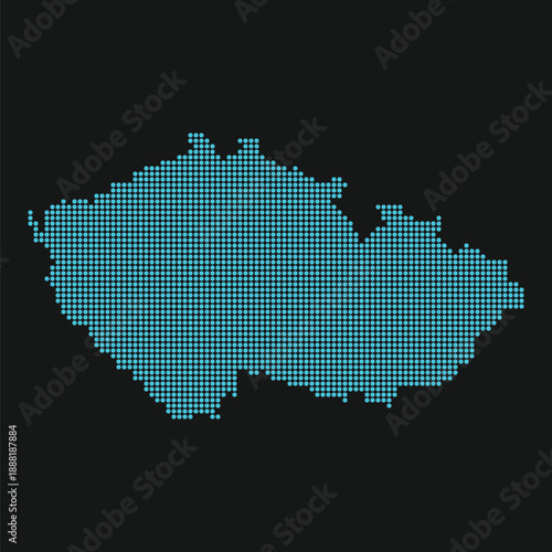 Czech Republic Light Blue Dotted Map on Black for Precision Engineering and Robotics