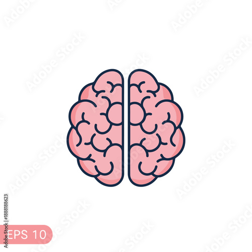 Brain icon pink split hemisphere