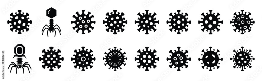 Foto virus icon vector icon set multiple style collection