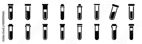 blood test tube vector icon set multiple style collection. doctor day silhouette medical symbols for healthcare