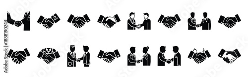 doctor handshake vector icon set multiple style collection. doctor day silhouette medical symbols for healthcare