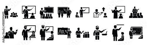 doctor teaching vector icon set multiple style collection. doctor day silhouette medical symbols for healthcare