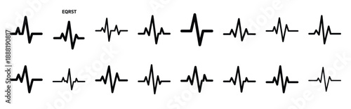 ecg line vector icon set multiple style collection. doctor day silhouette medical symbols for healthcare