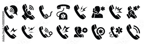 emergency call vector icon set multiple style collection. doctor day silhouette medical symbols for healthcare