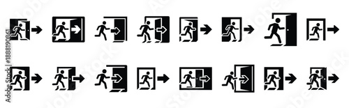 emergency exit sign vector icon set multiple style collection. doctor day silhouette medical symbols for healthcare