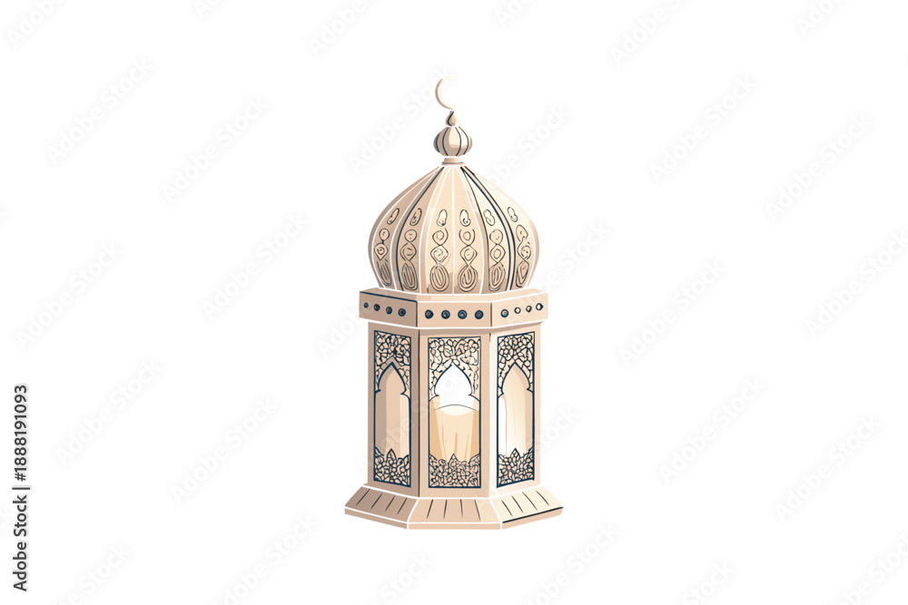 Obraz premium Vibrant lantern with crescent moon on top for Ramadan or festive occasions