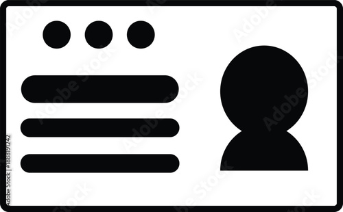 A simple black and white icon illustration of an identification card or access pass