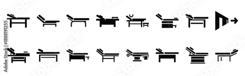 medical checkup table vector icon set multiple style collection. doctor day silhouette medical symbols for healthcare