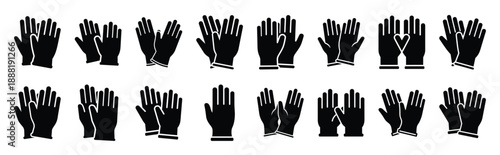 medical gloves vector icon set multiple style collection. doctor day silhouette medical symbols for healthcare
