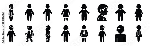 pediatric patient vector icon set multiple style collection. doctor day silhouette medical symbols for healthcare