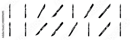 scalpel vector icon set multiple style collection. doctor day silhouette medical symbols for healthcare