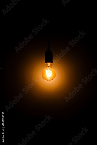 Wallpaper Mural Glowing light bulb shining against a dark black background Torontodigital.ca