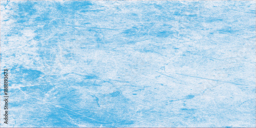 An abstract blue watercolor and grunge background featuring a textured winter frost pattern with white snow and frozen ice surfaces under a cold cloudy sky