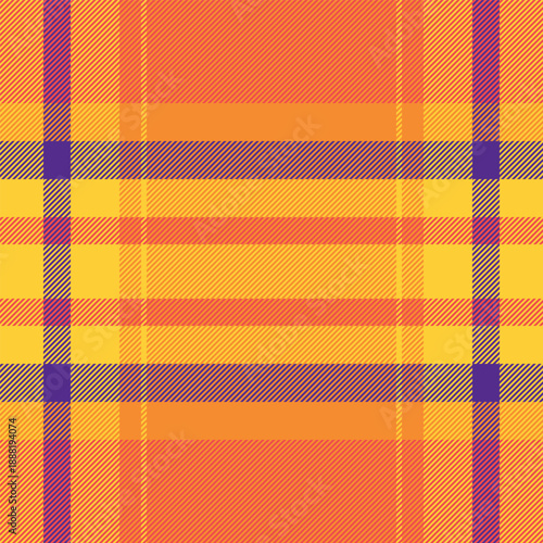 Industrial check tartan background, chinese new year textile texture seamless. Windowpane fabric vector pattern plaid in orange and red colors.