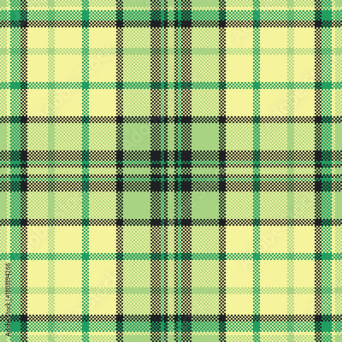 Baby fabric check pattern, uniform seamless tartan textile. Package background plaid texture vector in green and yellow colors.