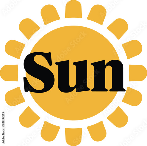 Sun icon with text for summer season or weather forecast vector illustration