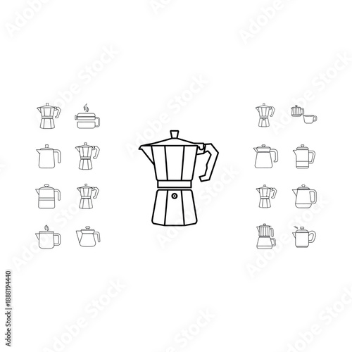 Various coffee makers and espresso machines illustrations