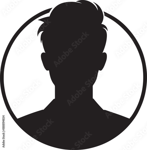 Modern male user avatar silhouette in a circular frame for profile picture