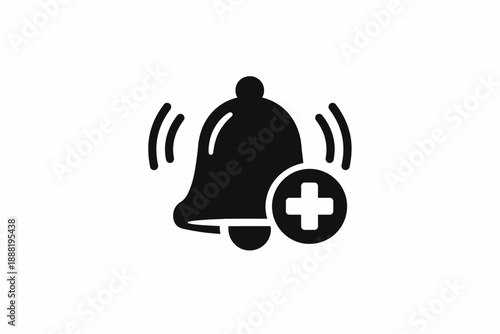 Adding a new notification or subscribing to alerts with a ringing bell icon isolated on transparent background, isolated on white background, Vector