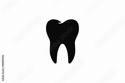 A minimalist black silhouette icon of a healthy human tooth on a clean white background, perfect for dental themes isolated on transparent background, isolated on white background, Vector
