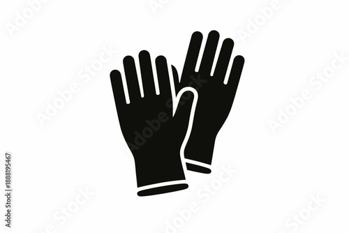 Black rubber protective gloves icon representing safety and hygiene for various tasks isolated on transparent background, isolated on white background, Vector