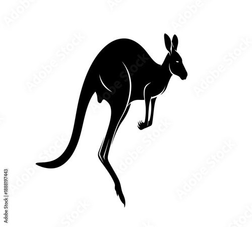 A striking black silhouette of a kangaroo in mid leap showcasing australian wildlife