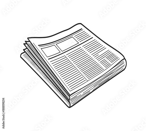 A stack of newspapers presented in a black and white sketch style illustration