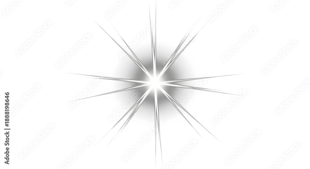 Obraz premium Stunning white starburst with sharp rays and gradient effect – Best for graphic design, web banners, social media posts, marketing, presentations, and creative projects