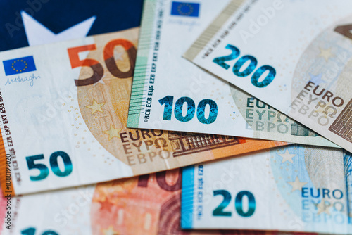 Wallpaper Mural Euro cash. Many Euro banknotes of different values.Banknotes of the european union. Torontodigital.ca