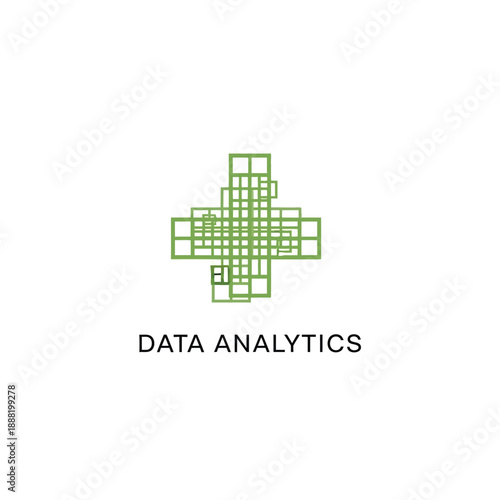 Data analytics graphic illustration representing data analysis and visualization from various viewpoints