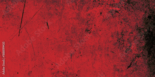 Grungy red paint on an old textured wood wall creates a dark vintage design with an aged paper pattern and a dirty orange and black background for a classic Christmas art backdrop