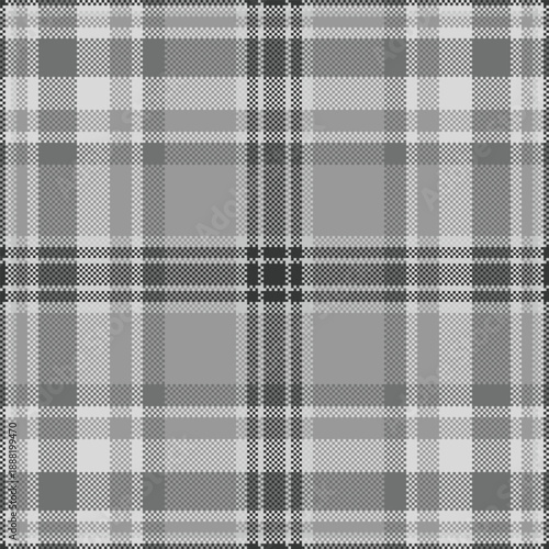 Print seamless plaid texture, window fabric pattern check. Post tartan background textile vector in grey and medium gray colors.