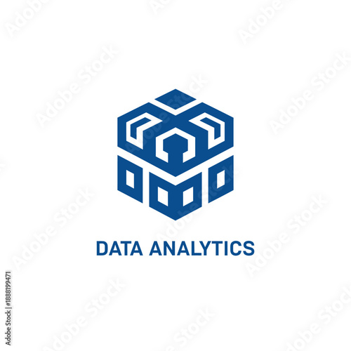 Data Analytics Concept Illustration Showing Interconnected Data Blocks and Analytics Process