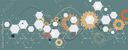 Futuristic DNA visualisation strands, genetic neural web