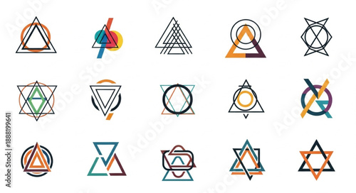 Geometric Shapes Abstract Symbols Collection.