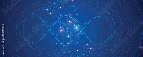 Futuristic DNA visualisation strands, genetic neural web