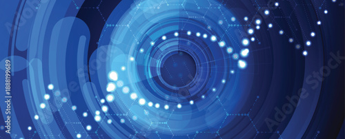 Futuristic DNA visualisation strands, genetic neural web